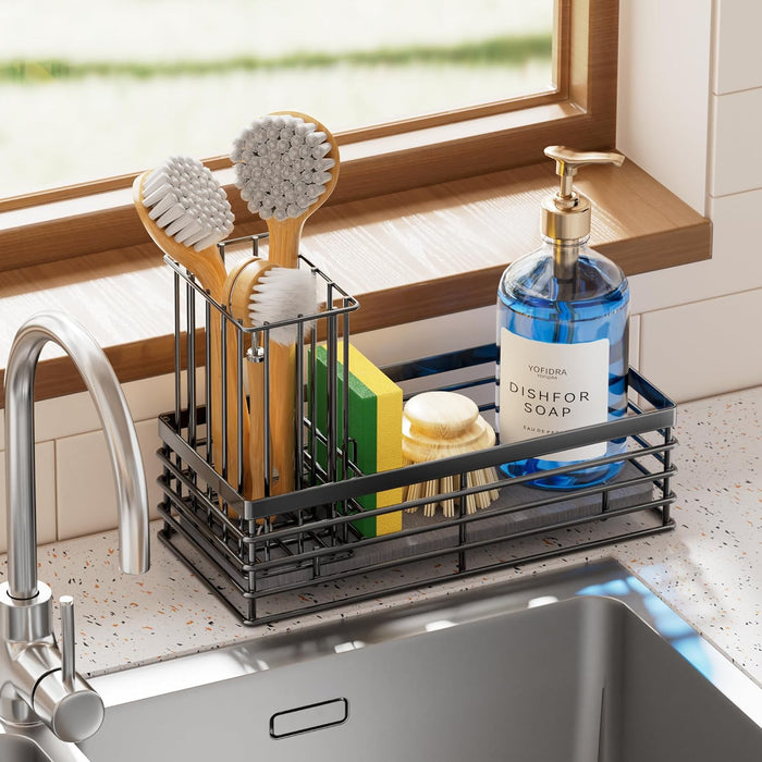 Sponge Holder for Kitchen Sink, Sink Caddy with Stone Drying Mat
