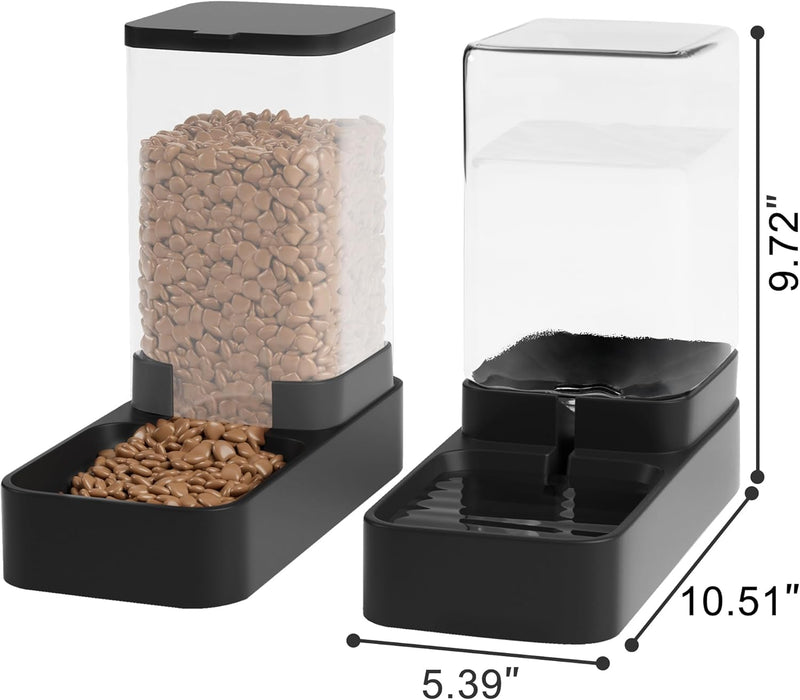 Automatic Cat Feeder and Water Dispenser in Set with Pet Food Bowl,Gravity Dog Waterer and Food Feeder for Small Medium 