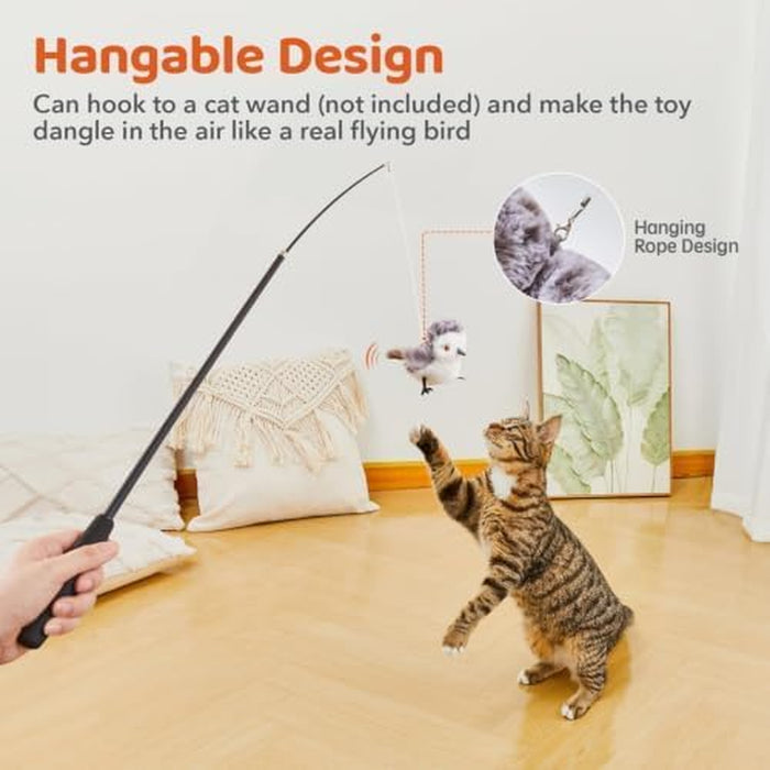Cat Toys Flapping Bird (No Flying), Lifelike Sandpiper Chirp Tweet, Rechargeable Touch Activated Kitten Toy Interactive Cat Exercise Toys for All Breeds Cat Kicker Catnip Toys 4.0"