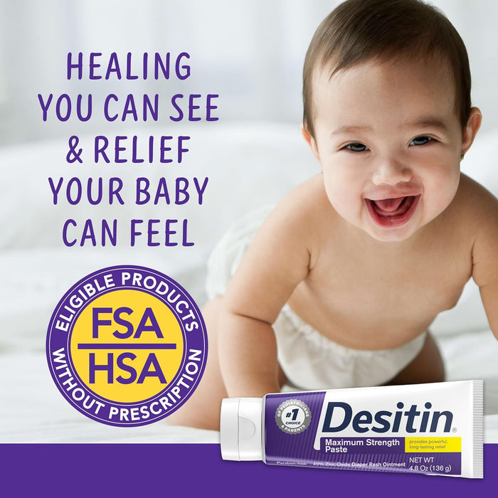Maximum Strength Diaper Rash Paste, 40% Zinc Oxide, 4.8 oz