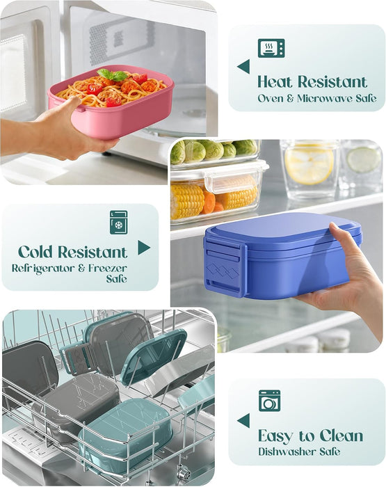 Bento Lunch Box, 65 oz 3-Tier Stackable Lunch Container, Adjustable 2/3 Tier Design, BPA-Free Food-Grade Plastic, Leakpr