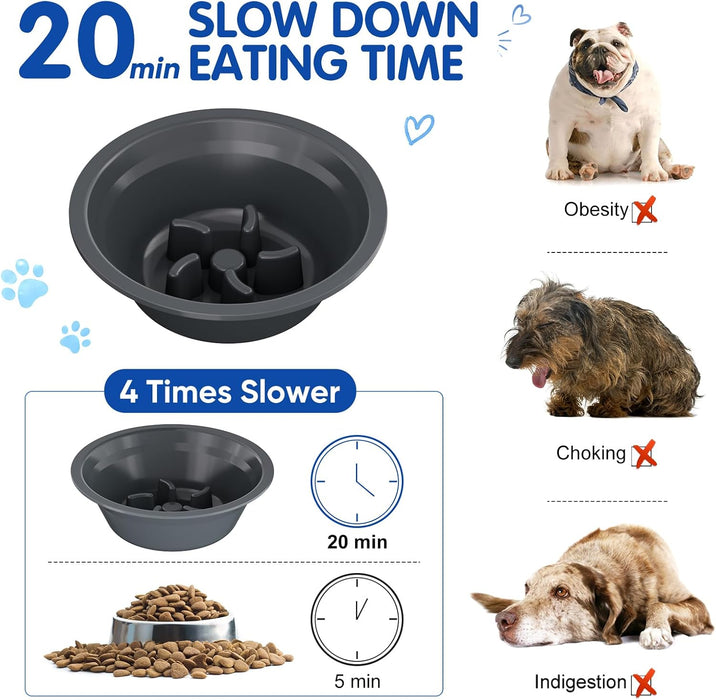 Elevated Dog Bowls Large Breed Raised Dogs Bowl Stand Large/Medium Sized Dog Slow Feeder Dogs Bowls Food Water Stands 5 Heights Adjustable 9/11/12/14in Pet Feeder Dish Station