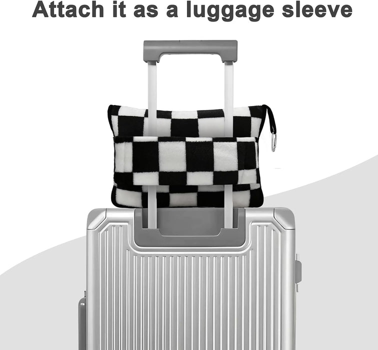 Travel Blanket and Pillow Compact, Premium Soft 2 in 1 Airplane Blanket with Soft Bag Pillowcase，Hand Luggage Sleeve and