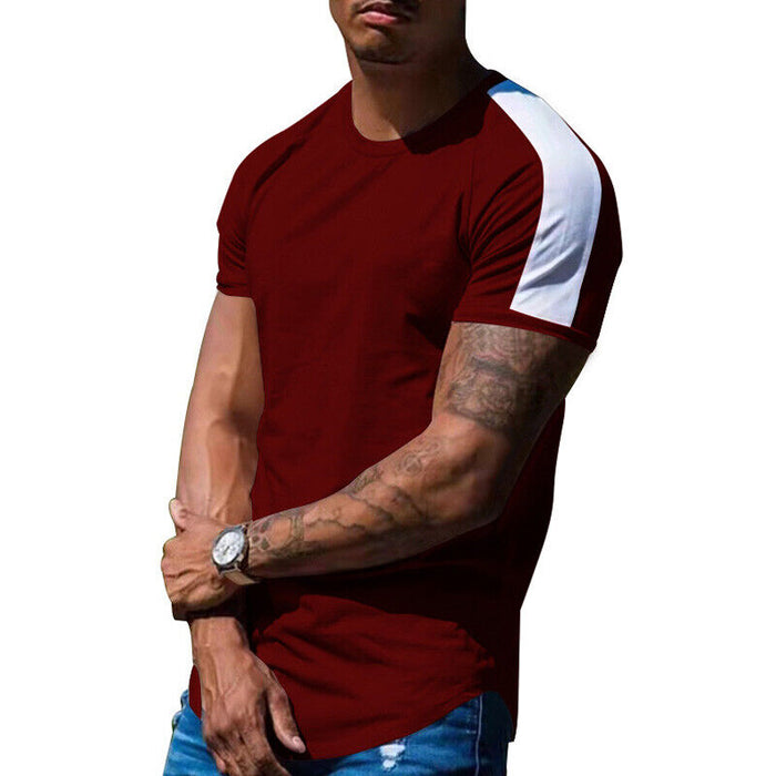 Mens Casual round Curved Hem T-Shirt Men Sport Fashion Short Sleeve T Shirts