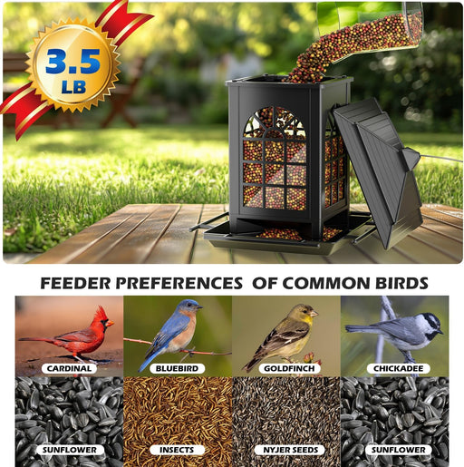 2 Pack Bird Feeders for Outdoor Hanging, Assembly Required, 1-Min Easy Setup, Classic Courtyard Design, Attracting Cardi