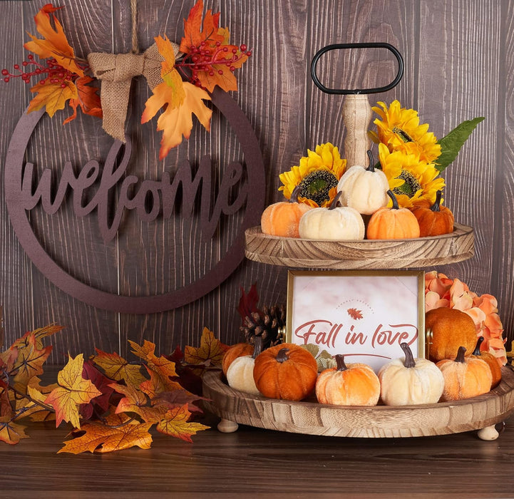 Pumpkin Decor 12pcs Artificial Velvet Fall Thanksgiving Decoration