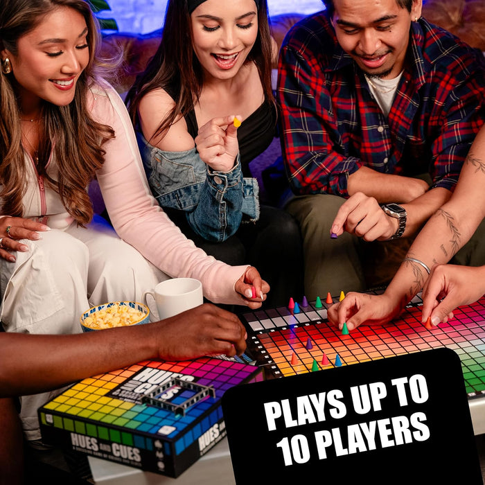 HUES and CUES - Vibrant Color Guessing Board Game for 3-10 Players Ages 8+, Connect Clues and Guess from 480 Color Squar