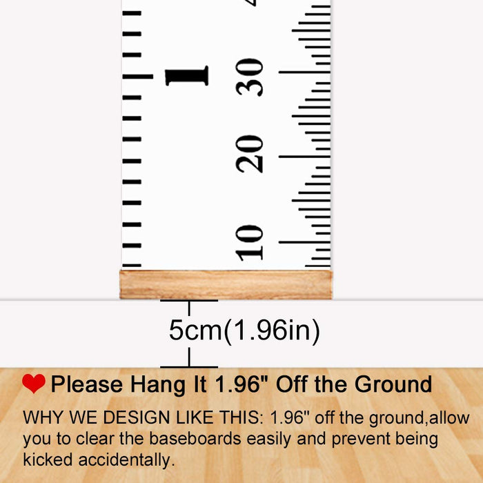 Growth Height Chart for Kids, Removable 79"x7.9" (Black & White)