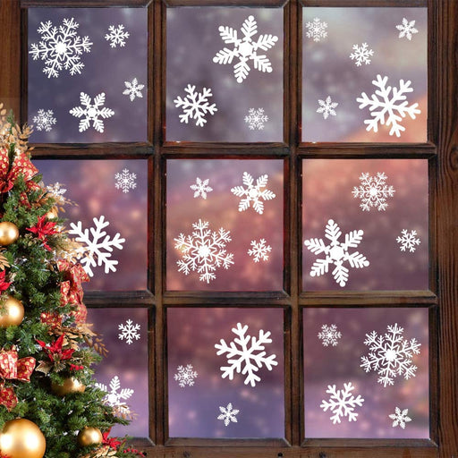 135Pcs Christmas Decorations Window Clings Snowflakes Window Decals