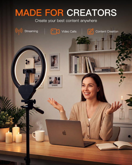 Ring Light with Stand, 50" Phone Tripod with Wireless Remote