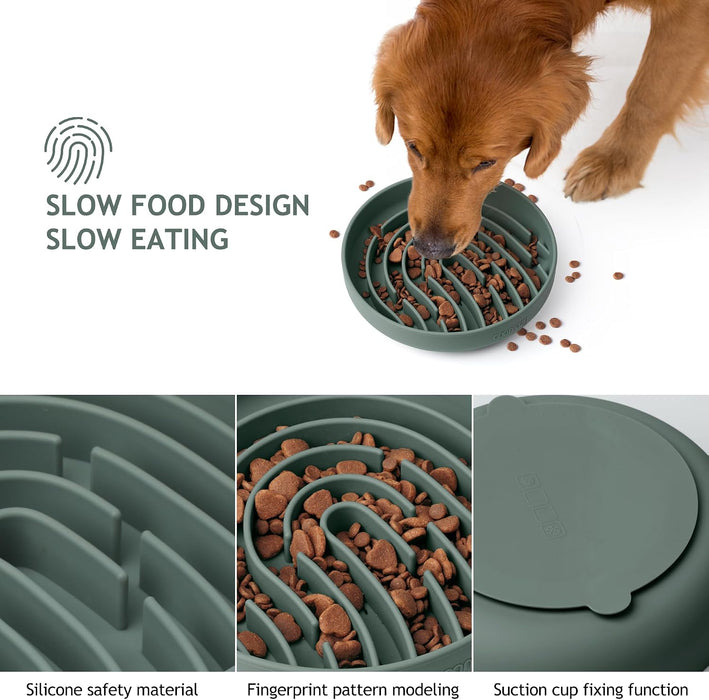 Slow Feeder Dog Bowls, Silicone Anti Choking Puzzle Dog Food Bowl