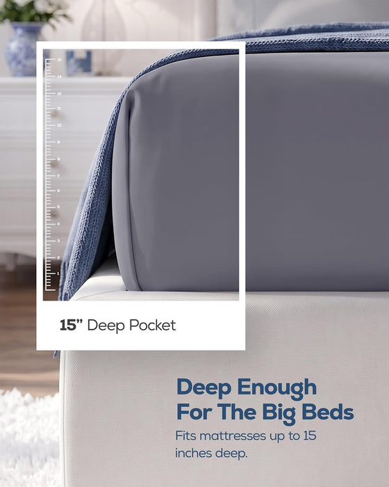 King Fitted Sheet, Ultra Soft Fits Up to 15 Inch Deep Pocket, Grey