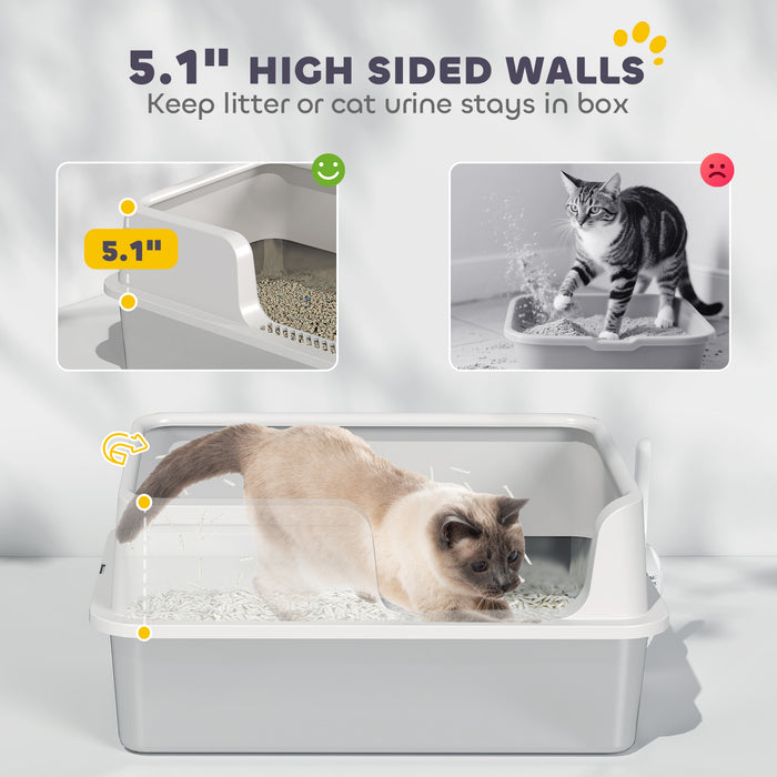 High-Sided Stainless Steel Cat Litter Box