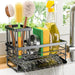 Sink Caddy Sponge Holder for Kitchen with Brush Holder and Stainless Steel Self Drain Tray, Rustproof Kitchen Sink Organizer for Sponge, Soap Dispenser Storage Accessories