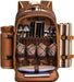 Picnic Backpack, 4-Person with Blanket & Wine, Family & Lovers Gift, Brown