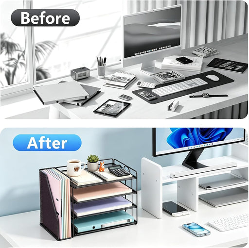 4-Tier Paper Organizer With Magazine Holder