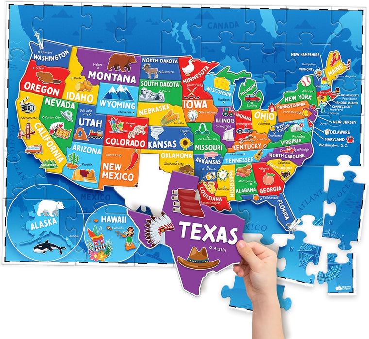 United States Puzzles for Kids Ages 3-5 - 70pc USA Map Floor Puzzle