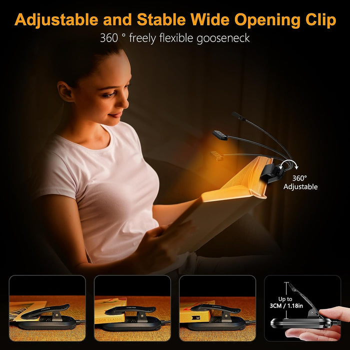 Rechargeable Book Light for Reading in Bed with 19 LED
