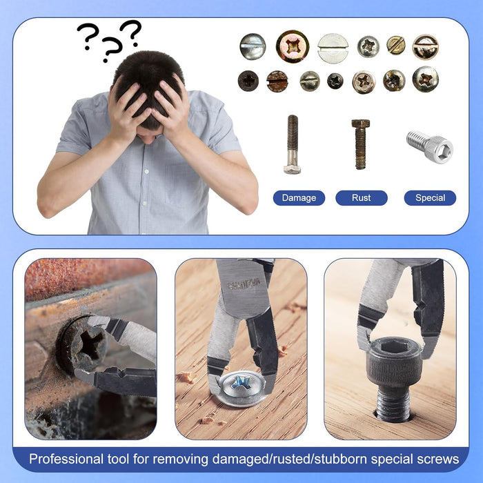 Multi-Function Screw Extractor Pliers, Non-Slip Screw Removal Tool, Extracts Stripped, Broken, Rusted Screws, Screw Plie