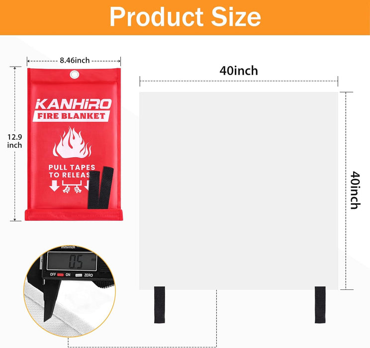 Emergency Fire Blanket for Home Kitchen -  Fiberglass Fire Suppression Blanket Great for School, Fireplace, Grill, Car, Office, Warehouse (4 Pack, 40"x40")