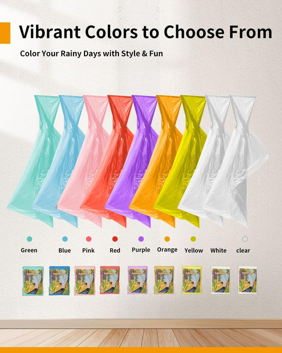 Rain Ponchos for Adults - Extra Long Emergency Poncho with Hood, 6/12/24 Family Pack Raincoat, Home Survival Kits