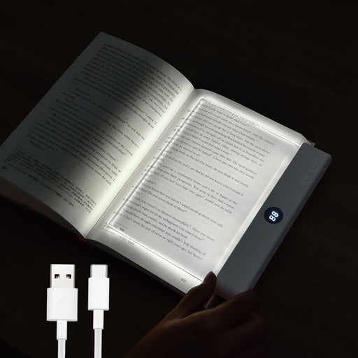 Flat Book Light, Rechargeable LED Reading Light for Reading in Bed at Night