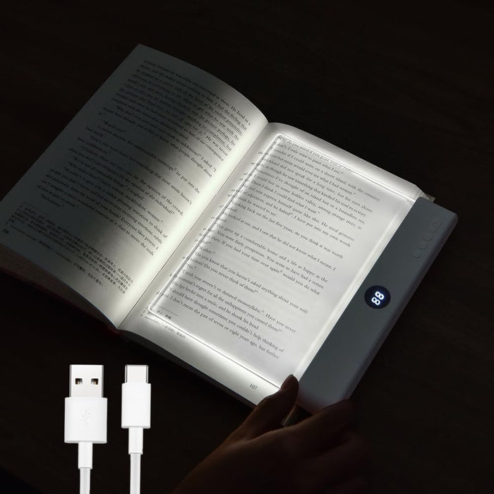 Flat Book Light, Rechargeable LED Reading Light for Reading in Bed at Night