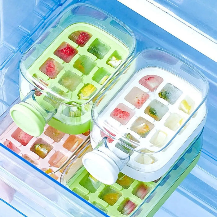 Touch-Free Ice Cube Bottle with Storage Bin