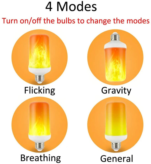 LED Dynamic Flame Effect Light Bulb 12W Multiple Mode Creative Corn Lamp Decorative Lights for Bar Hotel Restaurant Party E27