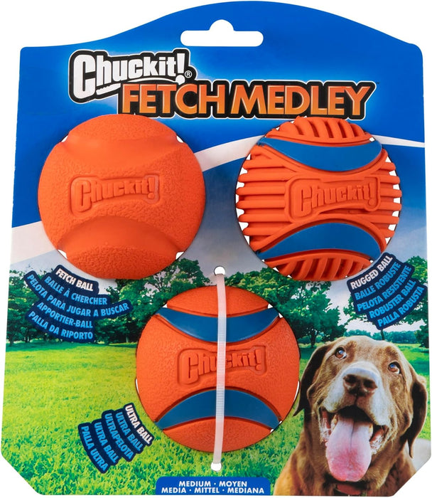 Ultra and Rugged Dog Balls, High-Bounce Fetch, Medium, Set of 3