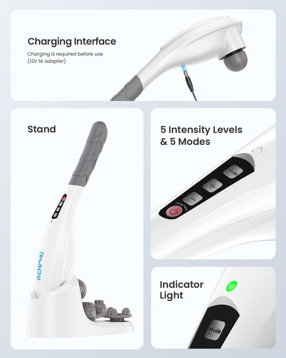 Cordless Handheld Massager, 5 Adjustable Speeds and Massage Modes