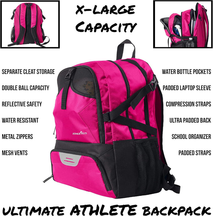 Team Sports Backpack with Ball & Cleat Compartments — Pink