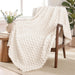 Large 3D Fleece Throw Blanket for Couch, Ivory