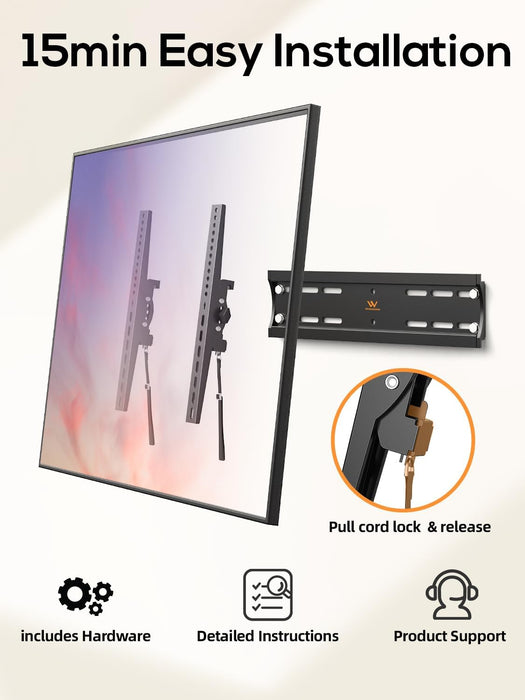 40 50 55 inch Tilting TV Wall Mount for 24-65 '' TVs, Low Profile TV Mount, Ultra Slim Wall Mounts TVs Bracket, Max VESA
