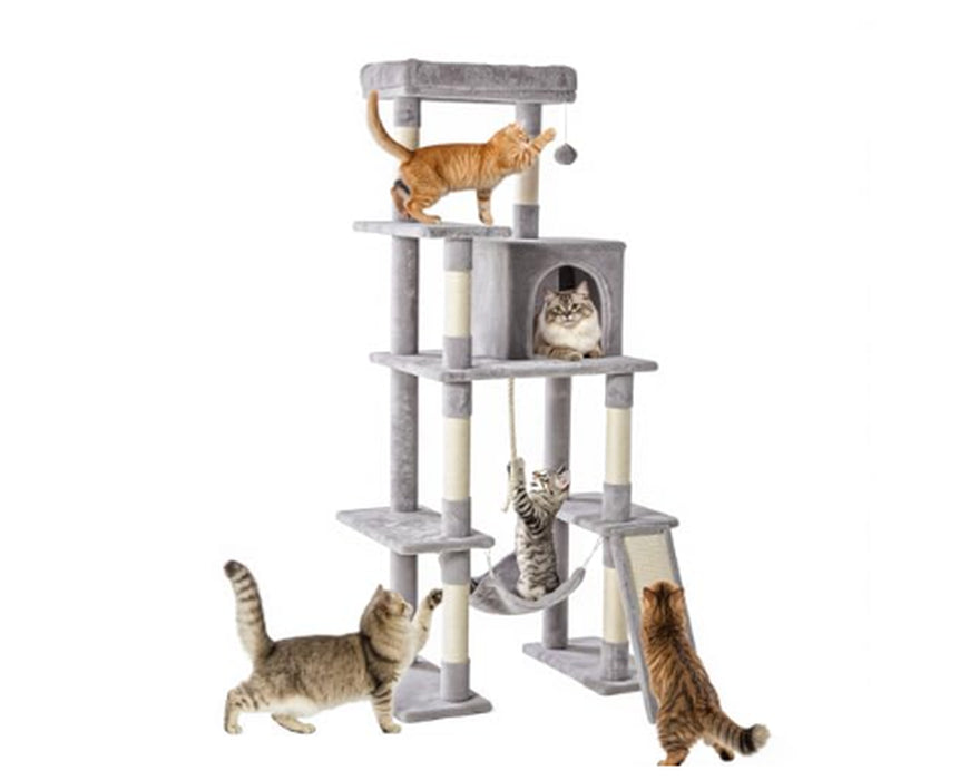 63-Inch Multi-Level Cat Tree with Hammock
