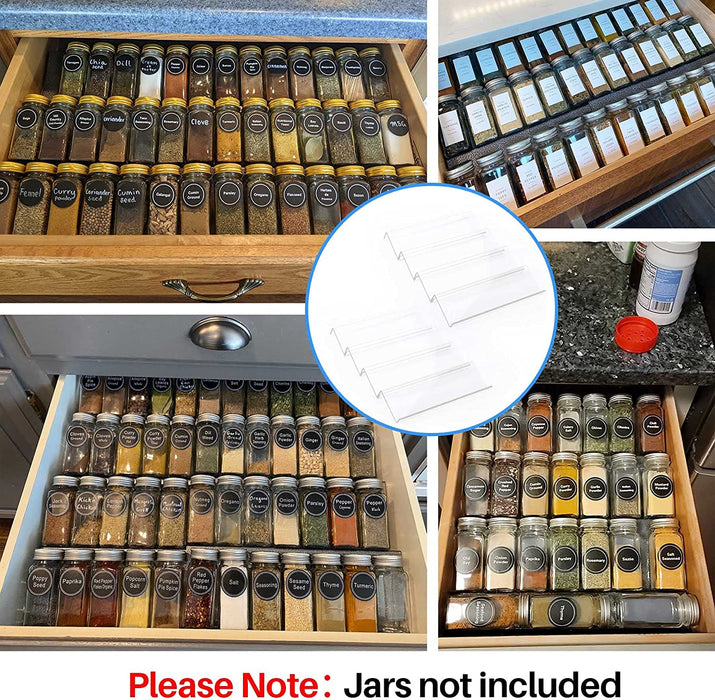 Clear Acrylic Spice Drawer Organizer, 4 Tier- 2 Set Expandable From 13" to 26" Drawer Seasoning Organizer, Kitchen Spice
