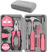 24Pcs Pink Home Repair Tool Kit for Women - Compact Mini Starter Hardware Set with Hammer, Pliers, Screwdrivers - Portab