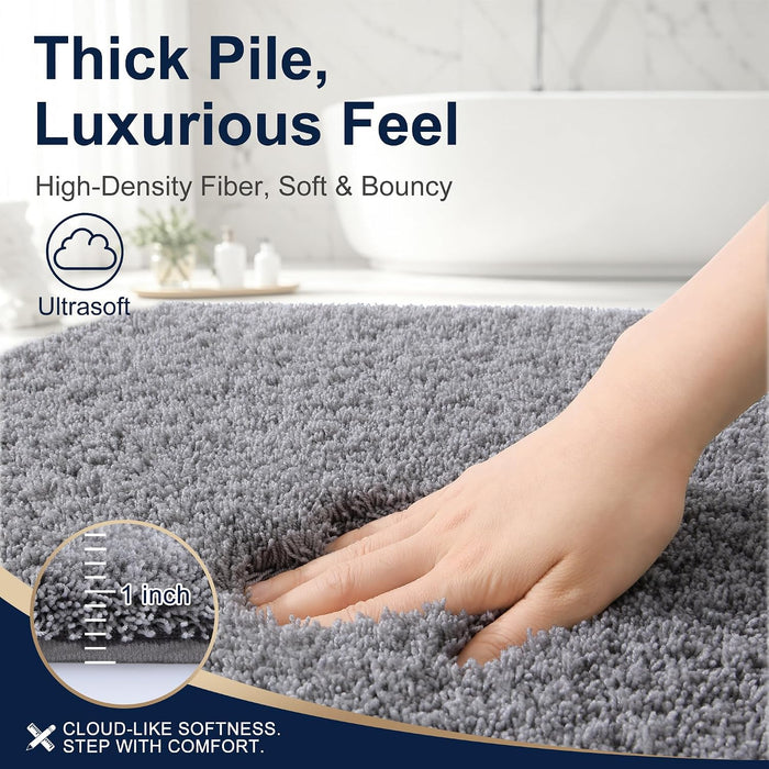Microfiber Bathroom Rugs 30x20, Soft Highly Absorbent Bath Mat, Grey