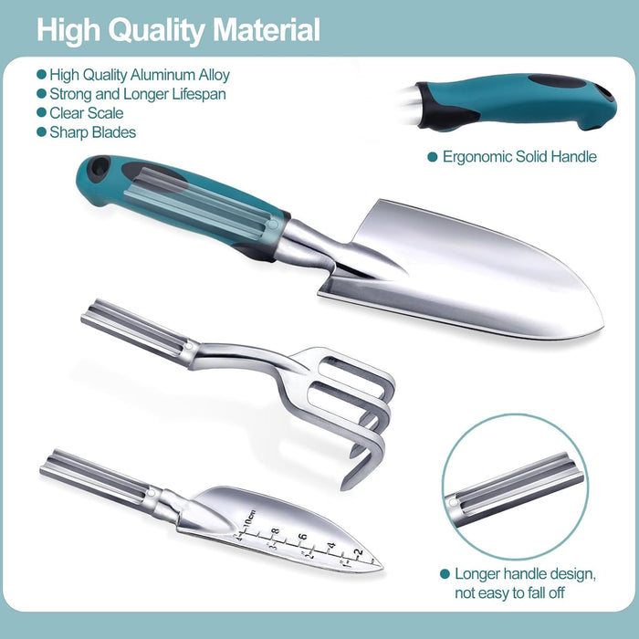 Garden Tool Set, Heavy Duty Aluminum Gardening Tools with Storage Bag
