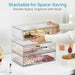 Clear Stackable Storage Drawers, 2 Pack Wide Plastic Organizers