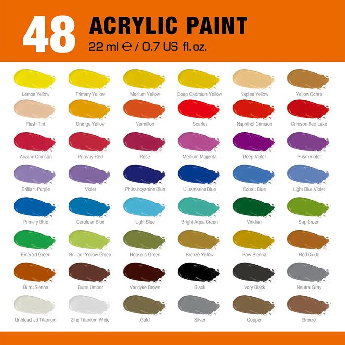 48 Colors Professional Acrylic Paint Set, Artist Paint Supplies