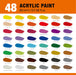 48 Colors Professional Acrylic Paint Set, Artist Paint Supplies