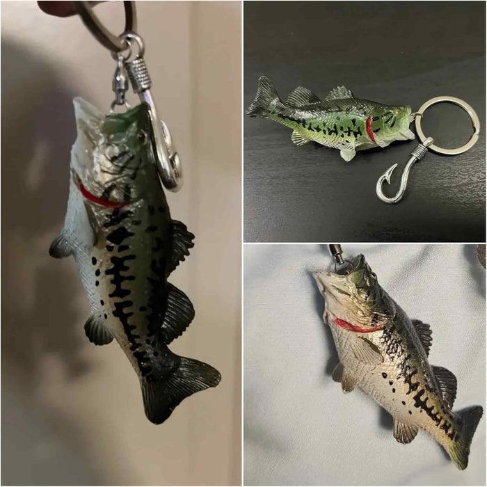 Bass Fishing Keychain Gifts, Bass Fish Key Chain for Men, Cool Fishing Keychain Stuff Funny for Fishing Lovers