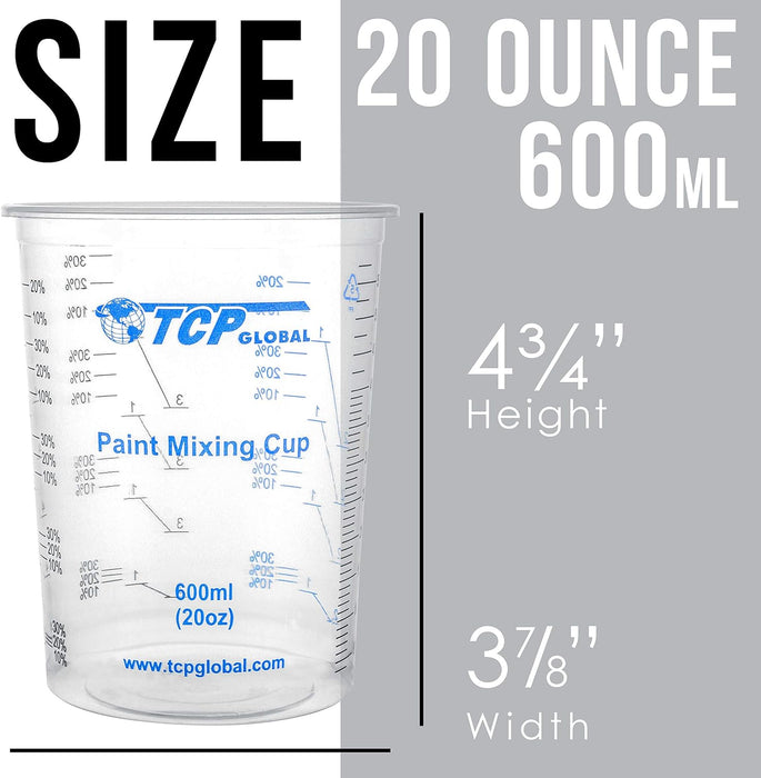 20 oz. (600ml) Graduated Plastic Mixing Cups - Box of 50