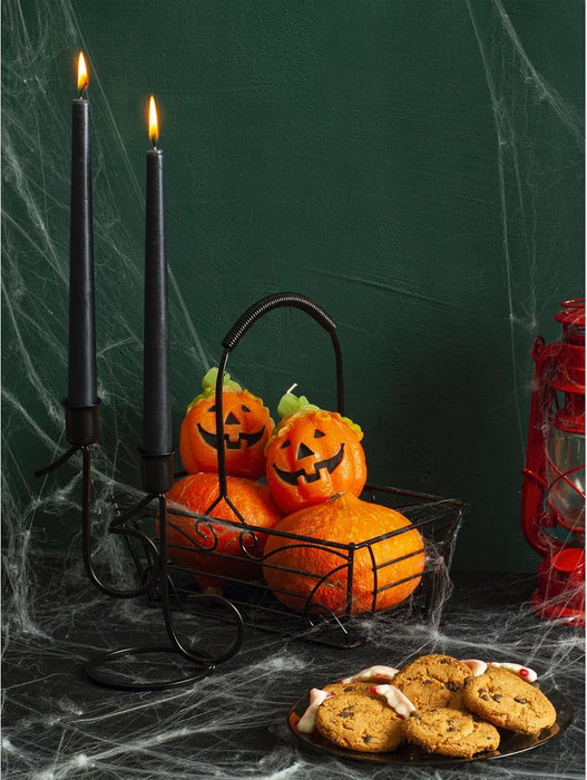 Black 12 inch Taper Candles Pack of 4 - Unscented Smokeless Dripless Tall Candle Sticks - Perfect for Home Decor, Specia