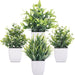 Fake Plants 4 Packs Small Artificial Greenery Mini White Potted Plants Bathroom Accessories Decorations for Desk Bathroom Office Home Room Kitchen Table Indoor
