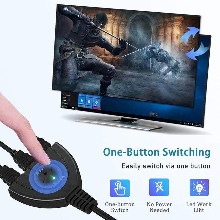 HDTV Switch 3 in 1 Out,HDTV Splitter Supports Full HD 1080P@60HZ/4K@30HZ，Compatible with Roku Fire TV Stick,PS4/PS5 Xbox