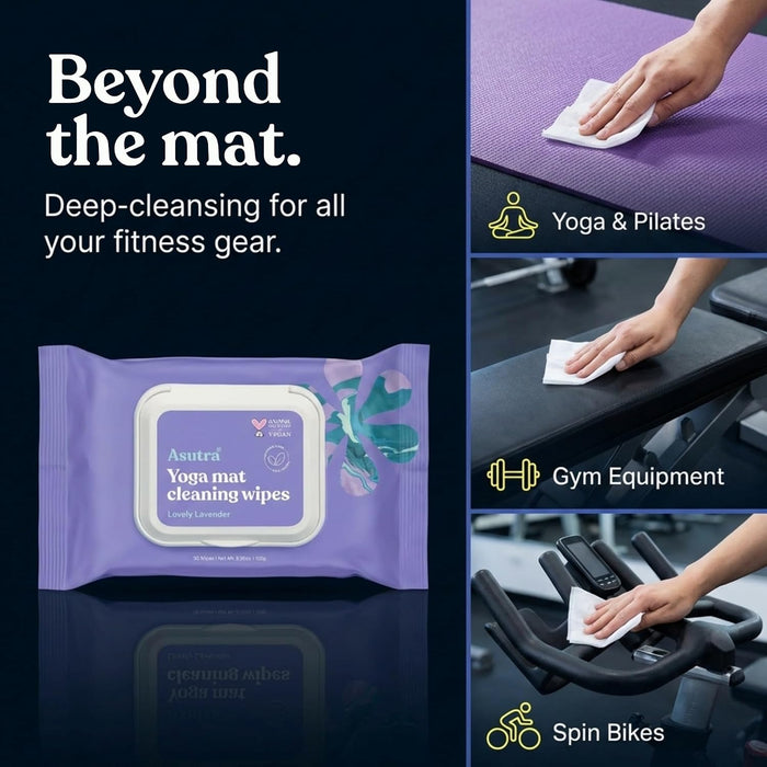 Yoga Mat Cleaning Wipes (Lovely Lavender), 1 (1 Pouch = 30 Wipes)