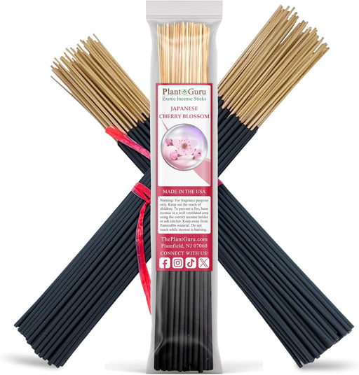 Japanese Cherry Blossom Incense Sticks 11" - 1 Bundle 85 to 100 Sticks - Smooth and Clean Long Burn Time, 45 to 60 Minut
