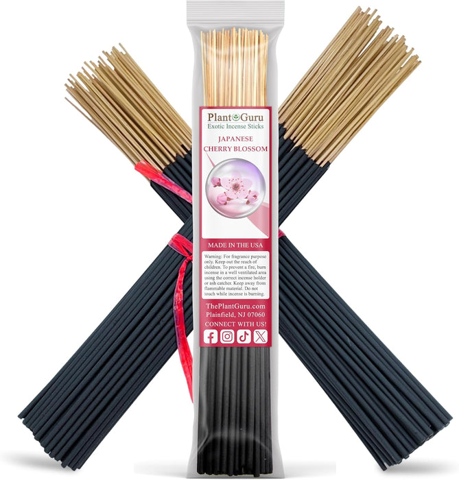 Japanese Cherry Blossom Incense Sticks 11" - 1 Bundle 85 to 100 Sticks - Smooth and Clean Long Burn Time, 45 to 60 Minut